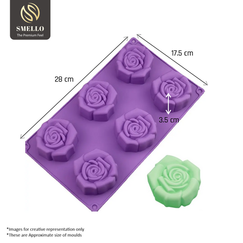 Smello's 6 Cavity Rose Silicone Floral Mould (FM 101)