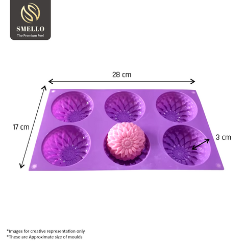 Smello's 6 Cavity Sunflower Sphere Shape Silicone Floral Mould (FM 105)