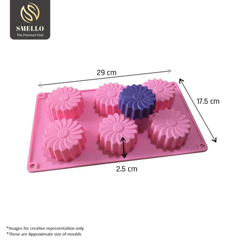 Smello's 6 Cavity Daisy Silicone Floral Mould (FM 108)