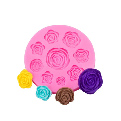 Smello's 9 Cavity Rose Shaped Flowers Silicone Fondant Mould (FB 106)