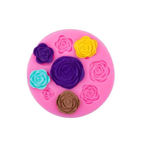 Smello's 9 Cavity Rose Shaped Flowers Silicone Fondant Mould (FB 106)