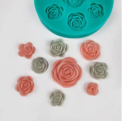 Smello's 9 Cavity Rose Shaped Flowers Silicone Fondant Mould (FB 106)