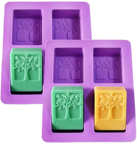 Smello's 4 Cavities Rectangle Life Tree Silicone 3D Multi Cavity Mould (MC 101)