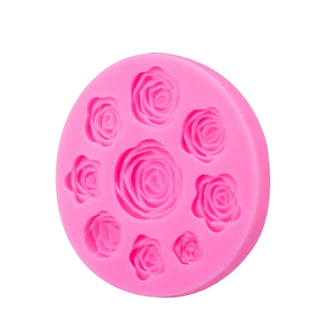 Smello's 9 Cavity Rose Shaped Flowers Silicone Fondant Mould (FB 106)