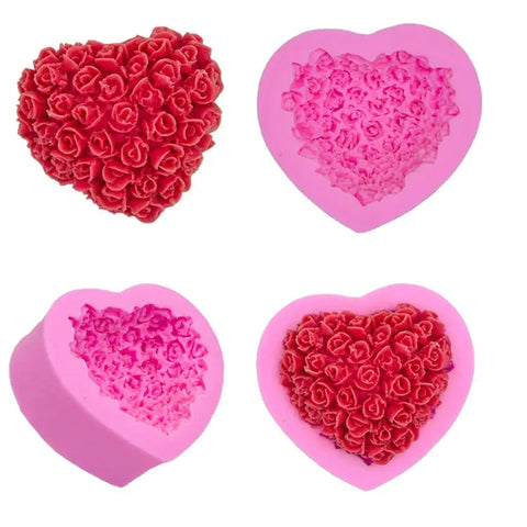 Smello's 3D Rose Floral Heart Shaped Silicone Soap Moulds (SC 104)