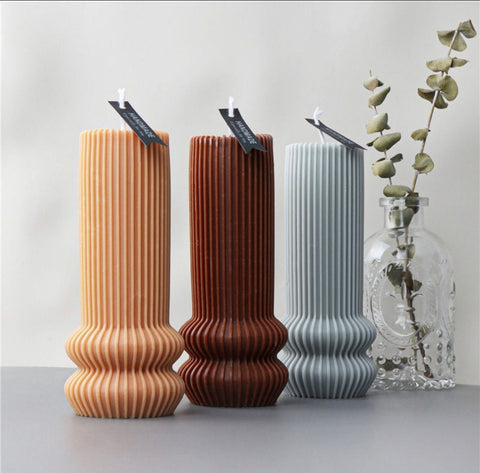 Smello's Lantern Shaped Striped Pillar Aesthetic Candle Silicone Mould (SCM 175)