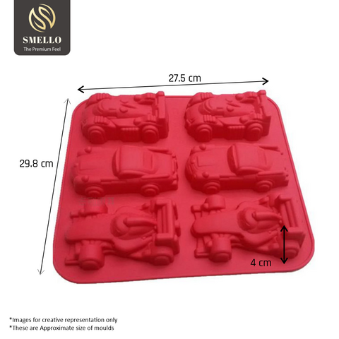 Smello's 6 Cavity Cute Car Kids Special Silicone Mould (KS 104)