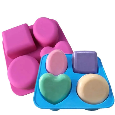 Smello's 4 Cavity Oval Circle Square and Heart Silicon Moulds (BS 108)