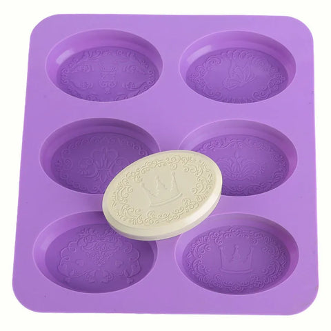 Smello's 6 Cavities Oval Silicone 3D Multi Cavity Mould Mould (MC 116)