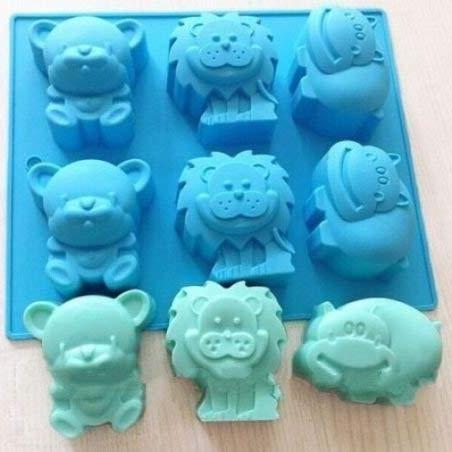 Smello's 6 Cavity Animal Lion Bear Buffalo Kids Special Silicone Mould (KS 102)