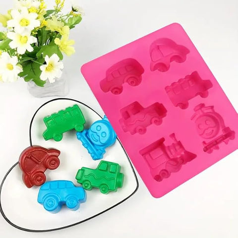 Smello's 6 Cavity Car, Bus and Train Kids Special Silicone Mould (KS 105)