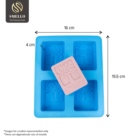 Smello's 4 Cavities Rectangle Life Tree Silicone 3D Multi Cavity Mould (MC 101)