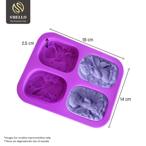 Smello's 4 Cavity Boy Angel Silicone 3D Multi Cavity Mould (MC 110)