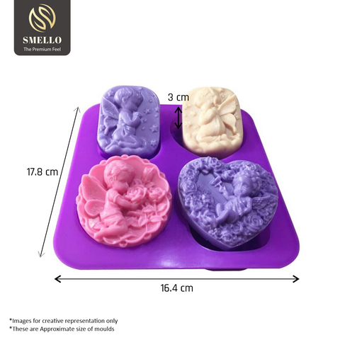 Smello's 4 Cavity Baby Angel Silicone 3D Multi Cavity Mould (MC 111)