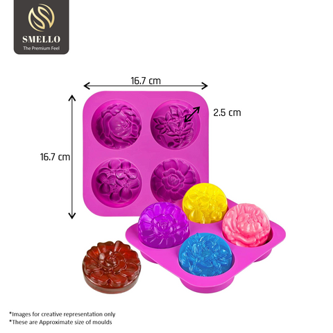 Smello's 4 Cavity Flower Silicone 3D Multi Cavity Mould (MC 113)