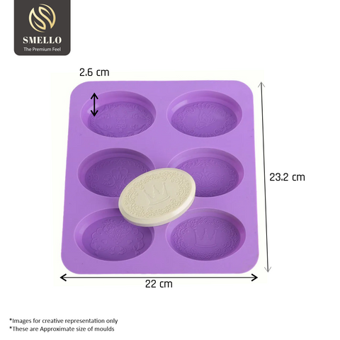 Smello's 6 Cavities Oval Silicone 3D Multi Cavity Mould Mould (MC 116)