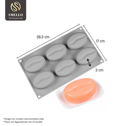 Smello's 6 Cavities Coffee Beans Silicone 3D Multi Cavity Mould (MC 117)