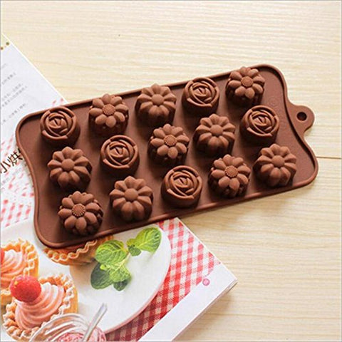 Smello's 15 Cavity Different Flowers Chocolate Silicone Moulds (CHM 142)