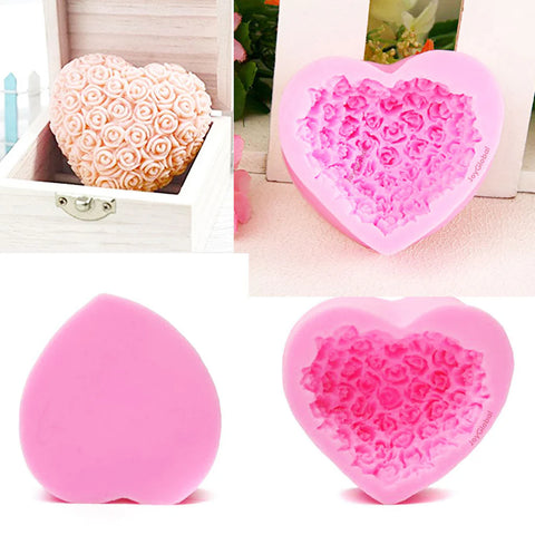 Smello's 3D Rose Floral Heart Shaped Silicone Soap Moulds (SC 104)