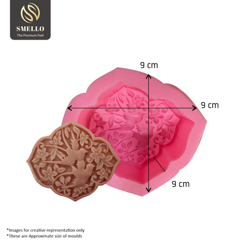 Smello's Birds with Flowers and Leaves Design Silicone Soap Moulds (SC 108)