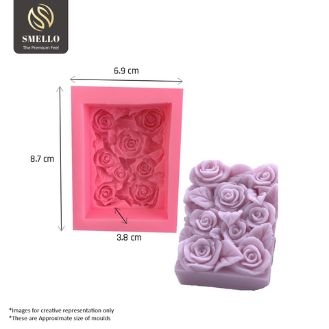 Smello's Rectangle Rose Silicone Soap Moulds (SC 114)