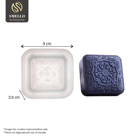 Smello's Royal Square Embroidery Rectangular Shape Silicone Soap Moulds (SC 125)