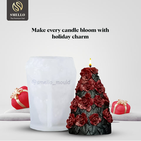 Smello Christmas tree floral Silicone mould for Candles, Soap & Resin (SCM 263)