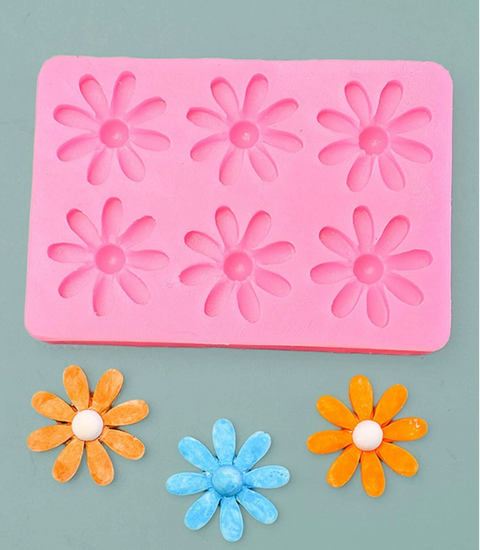 Smello's 6 Cavity Daisy Flower Silicone Fondant Mould (FB 138)