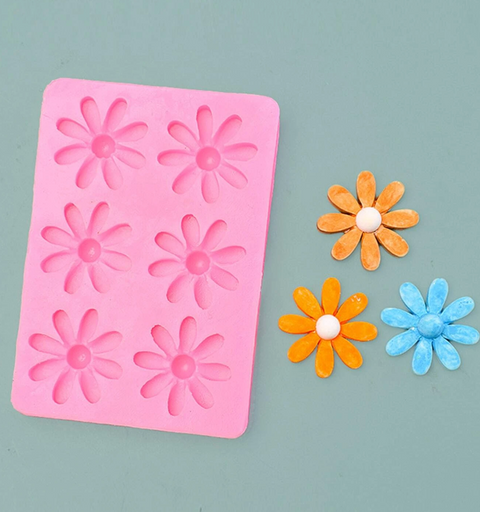 Smello's 6 Cavity Daisy Flower Silicone Fondant Mould (FB 138)