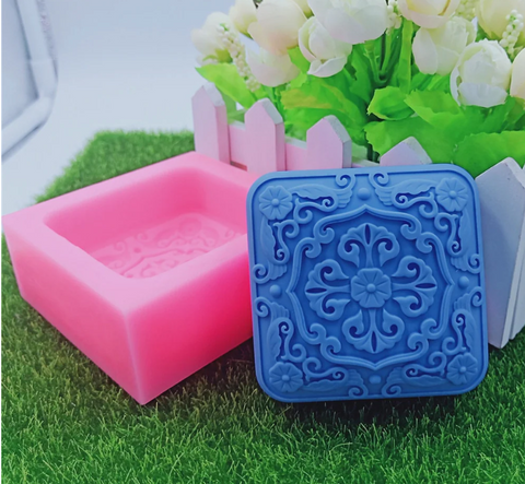 Smello's Royal Square Embroidery Rectangular Shape Silicone Soap Moulds (SC 125)