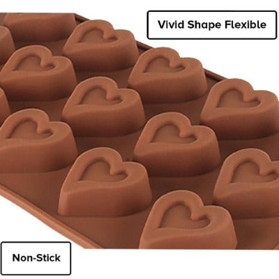 Smello's 15 Cavity Heart Chocolate Silicone Moulds (CHM 103)