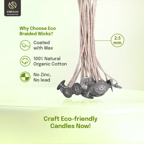 Smello`s Eco Soy Candle Wicks with Natural Soy Wax Coating  (CW 101)