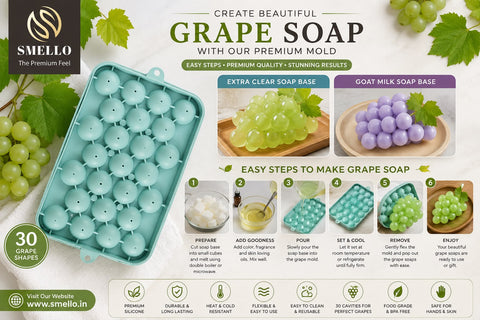SMELLO Grape Soap Mold | 25 Cavity Silicone Mold for Handmade Soap Making