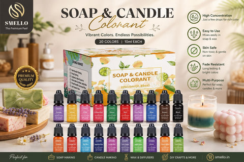SMELLO Premium Soap & Candle Colorant Set – 20 Vibrant Liquid Colors (10ml Each)