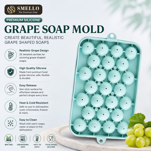 SMELLO Grape Soap Mold | 25 Cavity Silicone Mold for Handmade Soap Making