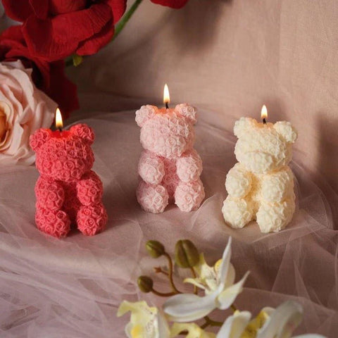 Smello's Rose Teddy Bear Candle Silicone Mould (SCM 188)