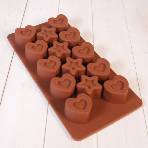 Smello's 14 Cavity Star and Heart Chocolate Silicone Moulds (CHM 115)