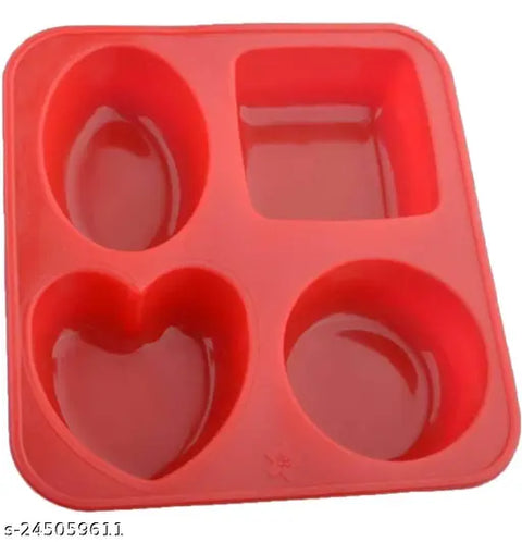 Smello's 4 Cavity Oval Circle Square and Heart Silicon Moulds (BS 108)