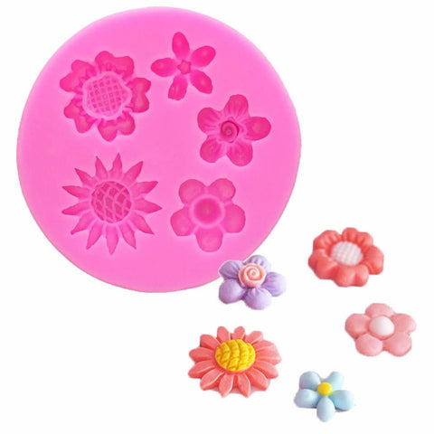 Smello's 5 Cavity Mix Flowers Silicone Fondant Mould (FB 119)