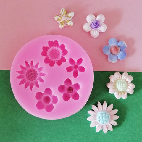 Smello's 5 Cavity Mix Flowers Silicone Fondant Mould (FB 119)