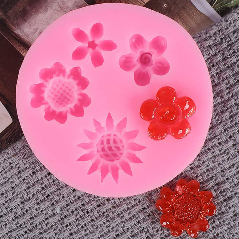 Smello's 5 Cavity Mix Flowers Silicone Fondant Mould (FB 119)