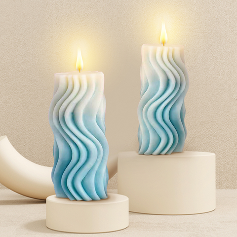 Smello's Wave flow Cylindrical Pillar Candle Silicone Mould (SCM 156)