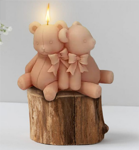 Smello's Couple Teddy Bear With Ribbon Candle Silicone Mould (SCM 197)