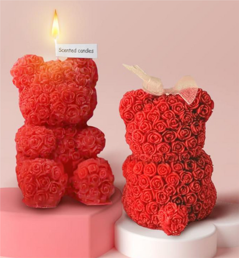 Smello's Rose Teddy Bear Candle Silicone Mould (SCM 188)