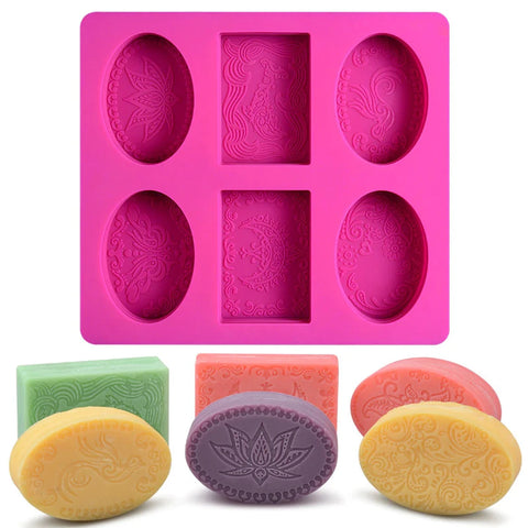 Smello's 6 Cavities Oval and Rectangle Silicone 3D Multi Cavity Mould (MC 118)