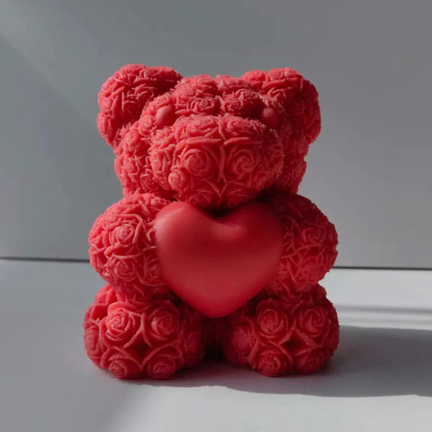 Smello's 3D Heart Rose Bear Candle Silicone Mould (SCM 193)