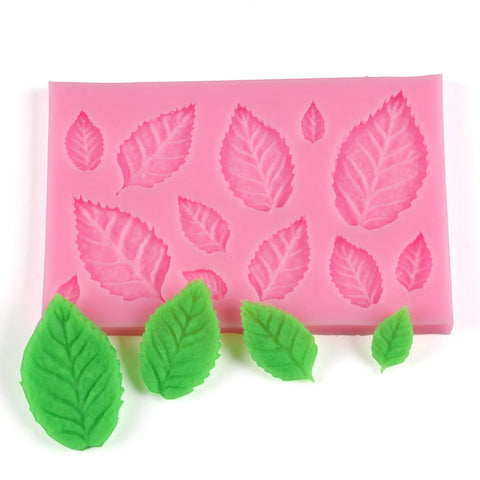 Smello's 12 Cavity Veined Leaves Silicone Fondant Mould (FB 113)