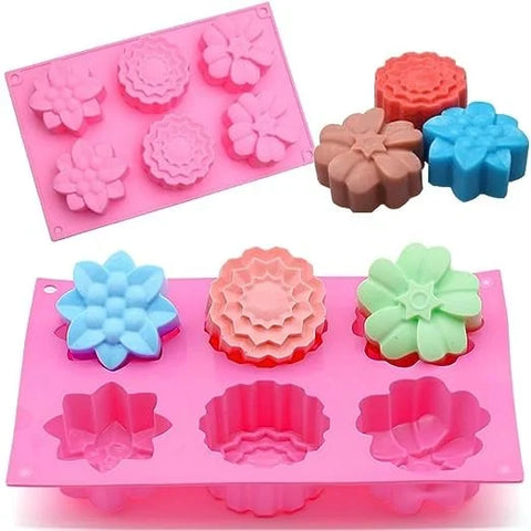 Smello's 6 Cavity Cute Silicone Floral Mould (FM 106)