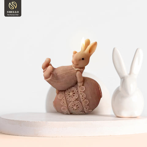 Smello`s  Easter-Themed Lying Rabbit Egg Candle Silicone Mould (SCM 237)