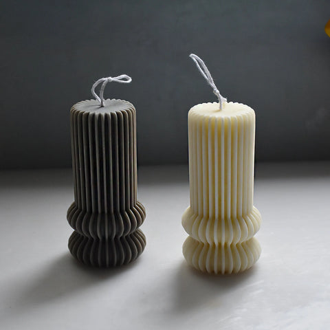 Smello's Lantern Shaped Striped Pillar Aesthetic Candle Silicone Mould (SCM 175)